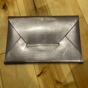 BCBG Max Azria Lilac metallic envelope clutch